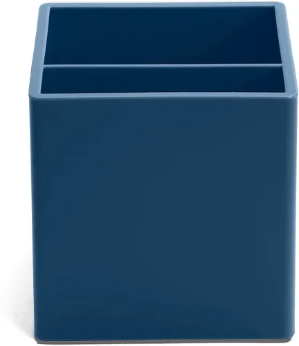 Vista 2 de Poppin Juego de iniciación de escritorio, color azul pizarra, incluye grapadora, dispensador de cinta, vaso para bolígrafo de dos compartimentos