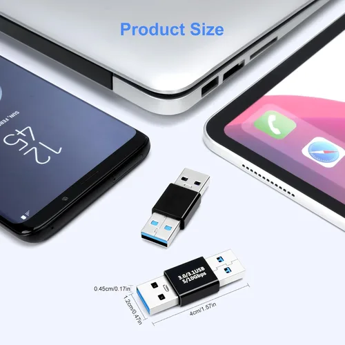 Vista 5 de Paquete de 2 adaptadores USB 3.0/3.1 macho a macho y adaptador OTG 3.0 USB A a A, extensión o expansión