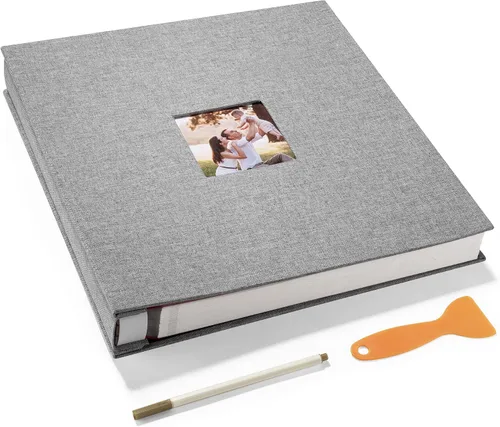 Vista 13 de HoneyTolly Álbum de fotos autoadhesivo para fotos de 4 x 6 imágenes, cubierta magnética de lino, 15 hojas/30 páginas en blanco para bodas Beige claro