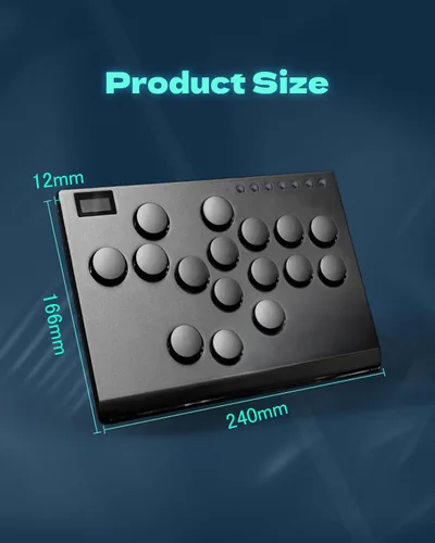 Vista 5 de Borcham All-Button Arcade Stick, Street Fighter Game Controler with DIY RGB & Turbo Functions, Compatible with PCPs3Ps4SwitchSteam Game, Supports