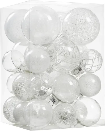 Vista 13 de Wironlst Adornos de bola de Navidad inastillables de plástico transparente grande, juego de bolas decorativas con relleno delicado