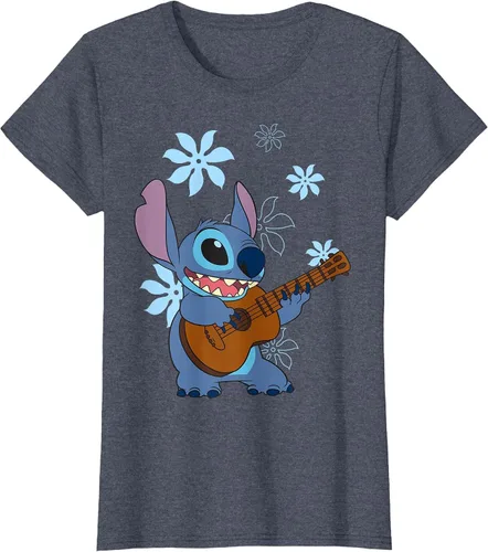 Vista 17 de Camiseta de danza floral Lilo & Stitch con ukelele para niñas Gris asfalto