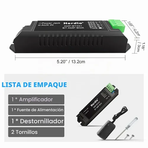 Vista 7 de Herdio Amplificador de audio para el hogar Bluetooth 2.0 Sistema receptor de canales para altavoces pasivos con AUX TWS adecuado para techo, marino