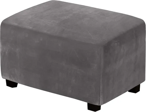 Vista 37 de H.VERSAILTEX Terciopelo de lujo de felpa de una pieza, rectangular, elástica, funda plegable para taburete o almacenamiento, cubierta elástica