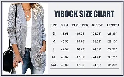 Vista 5 de YIBOCK - Suéter de punto gofre, manga larga con frente abierto para mujer.