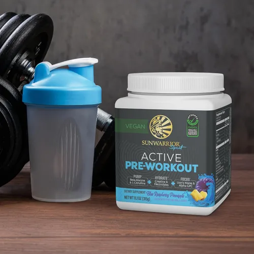Vista 7 de Sunwarrior Bebida energética en polvo para antes del entrenamiento, suplemento vegano a base de plantas, hidrata, concentración, resistencia