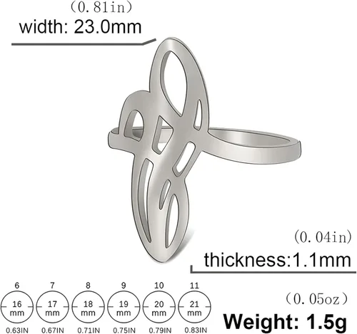 Vista 6 de Anillo de nudo de bruja, anillo de nudo celta de acero inoxidable con diseño geométrico de bruja, anillo de dedo Wiccano, anillo de boda, anillo
