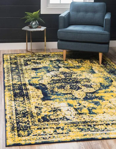 Vista 38 de Unique Loom, colección Sofía - Alfombra de la colección Salle Garnier (4' 1" x 6' 1", turquesa/azul, rectangular)