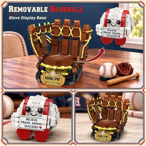 Vista 3 de INSOON Juego de construcción de guantes de béisbol 3D para adultos