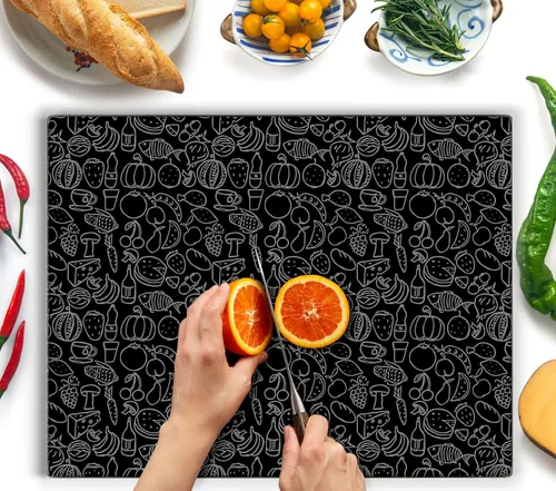 Vista 11 de Tabla de cortar de vidrio Kitchenville 16"x12": Protector de encimera de vidrio templado para la cocina - Duradero - Resistente a los arañazos