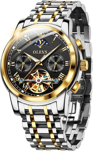 Vista 30 de OLEVS Relojes automáticos para hombre, esqueleto mecánico, de lujo, a la moda, reloj de pulsera luminoso impermeable