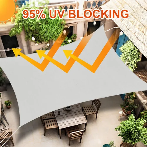 Vista 6 de Amagenix Toldo para Patio Exterior 4'X4' pies Vela de Sombra Gris Claro, Toldo Rectangular Curvado con 95% de Protección UV, Tela Transpirable