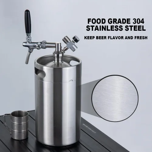 Vista 5 de Mini Barril Growler de 270 OZ, Sistema Dispensador Presurizado para el Hogar con Grifo Ajustable que Mantiene la Carbonación y Frescura para Cerveza