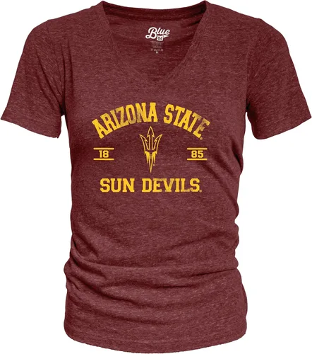 Vista 2 de Blue 84 NCAA Camiseta de mujer de tres combinaciones con mascota
