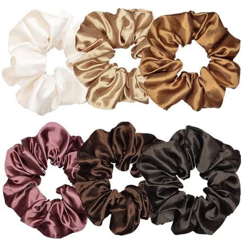 Vista 28 de 6 coleteros de seda satinada – Ligas suaves para el cabello, bandas para el cabello de moda, lazos, pulseras elásticas y soportes para cola
