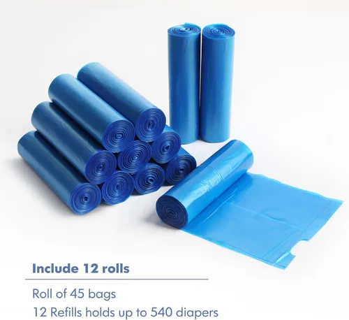 Vista 3 de Aroma Room Bolsa de repuesto para pañales, a prueba de fugas y olores, bolsas de basura para pañales para recién nacidos, 540 unidades, 12 rollos