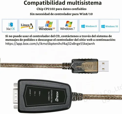 Vista 4 de DTECH Adaptador USB a serie RS422 RS485 R232 a cable USB (interfaz 3 en 1) soporta CC 5V con placa de ruptura luces LED para dispositivos de control