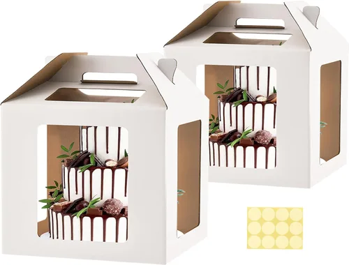Vista 10 de XININSUN Cajas para pasteles altas de 10 pulgadas con ventanas, 10x10x12 Transportador de pasteles alto, Caja para pasteles escalonados, Caja