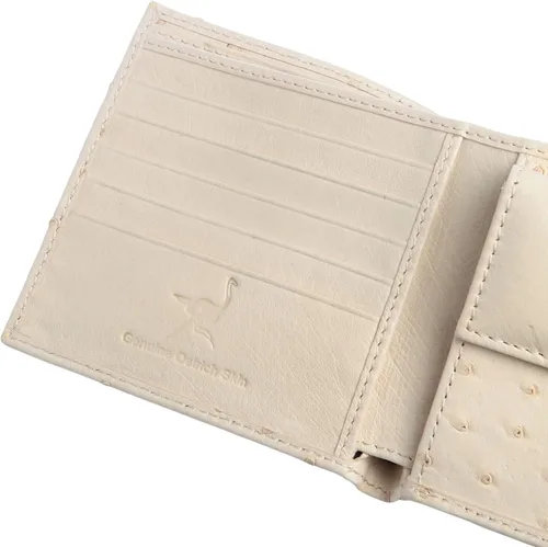 Vista 8 de Carteras de piel de avestruz auténtica, color blanco marfil