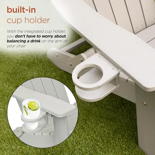 Vista 12 de Alpine Corporation Silla plegable Adirondack para exteriores de 38 pulgadas de alto con portavasos y otomana, diseño ergonómico clásico, muebles