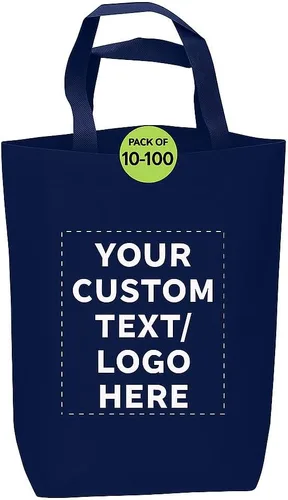 Vista 11 de DISCOUNT PROMOS Customizable Large Tote Bag, Set of 10/50/100 Heavy Duty & Reuseable Bulk Pack - Purple