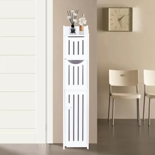 Vista 4 de ShellKingdom Toilet Paper Holder Stand, Bathroom Storage Cabinet with Doors