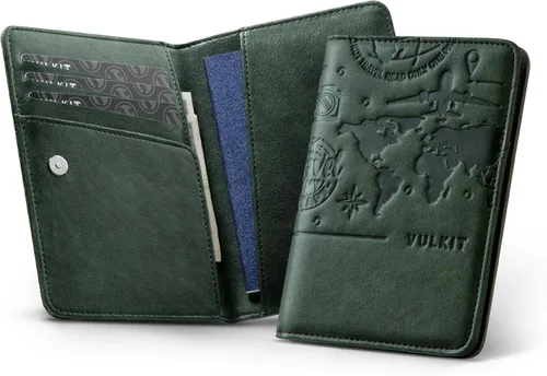 Vista 15 de VULKIT Soporte para pasaporte, cierre magnético, bloqueo RFID, cartera de viaje, funda para libro de pasaporte, soporte para tarjeta de embarque