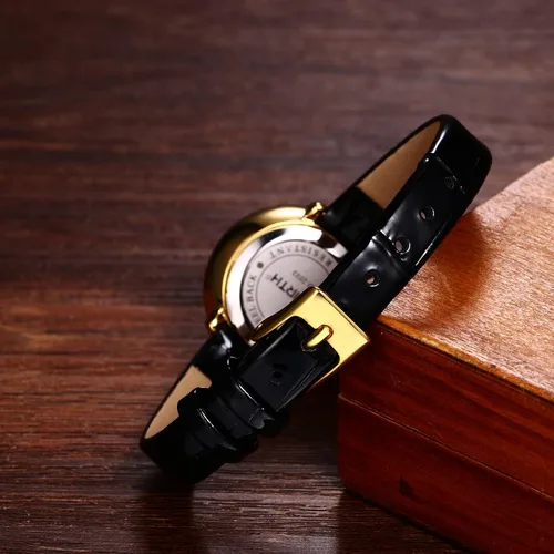 Vista 5 de Avaner Reloj de cara pequeña para mujer, reloj de cuero ultra delgado, reloj de pulsera de cuarzo analógico, reloj de vestir elegante para mujer