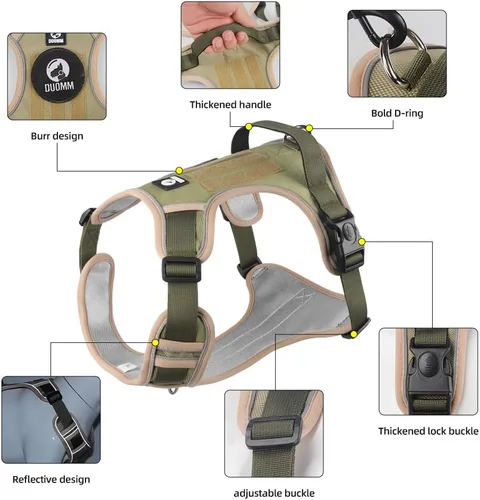 Vista 3 de PawWave Arnés táctico para perro, chaleco de trabajo de estilo militar, razas medianas/grandes, negro/rojo (negro, pequeño)