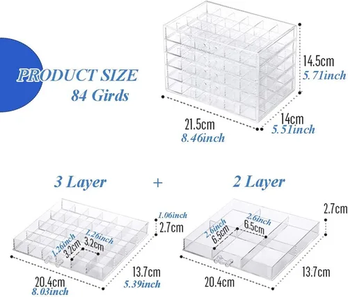 Vista 7 de YUFONG Caja organizadora de almacenamiento de aretes, 5 cajones, organizador de joyas, caja de almacenamiento de joyería acrílica, compartimento