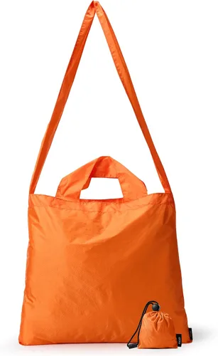 Vista 11 de KALIDI - Bolsa de compras compacta, ligera, plegable, pequeña, reutilizable, bolsa cruzada Negro