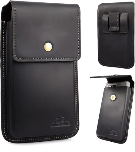 Vista 7 de Topstache Funda grande de cuero para cinturón, funda de celular con clip para cinturón para S23 S22, bolsa de cuero para iPhone 14 Pro, 14
