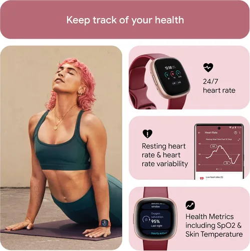 Vista 6 de Fitbit Versa 4 Fitness Smartwatch con preparación diaria, GPS, frecuencia cardíaca 24/7, más de 40 modos de ejercicio, seguimiento del sueño y más