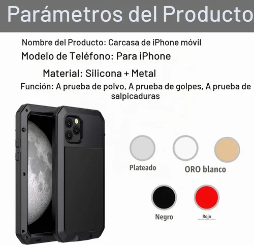 Vista 9 de Funda protectora de cuerpo completo para iPhone 11 Por, resistente a los golpes, funda de metal de aleación de aluminio con protector de pantalla