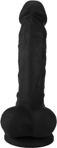 Vista 3 de Pene de silicona realista de 8 pulgadas con ventosa, consolador, Negro, 1, 1