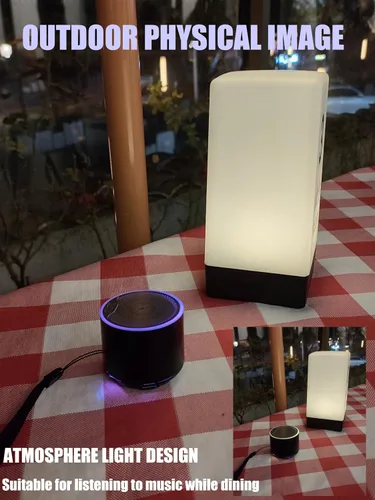Vista 7 de Altavoz Bluetooth portátil con anillo de luz LED, diseño inalámbrico compacto (negro)