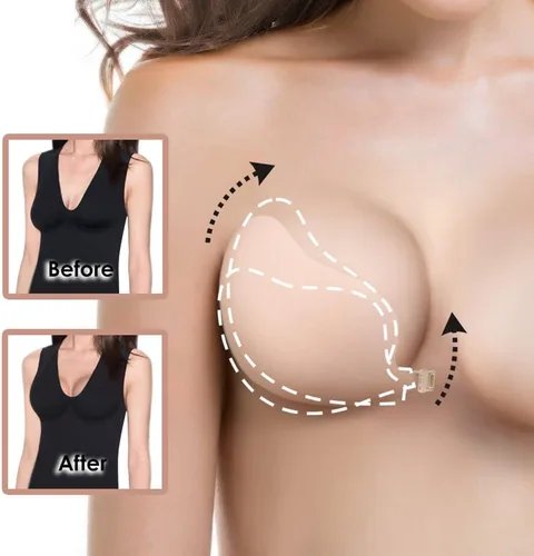 Vista 4 de JUST BEHAVIOR Brasier con realce de espalda descubierta, sin tirantes, reutilizable, invisible, adhesivo de elevación profunda, para mujer