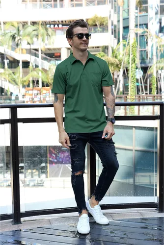 Vista 3 de Tinkwell Polo para hombre con bolsillo de manga corta camisas de golf para hombre