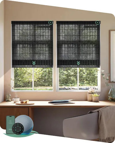 Vista 20 de Yoolax Persianas Romanas con Filtrado de Luz para Ventanas, Persianas Romanas Opacas Sin Cables, Muestra de Tela (Multicolor)