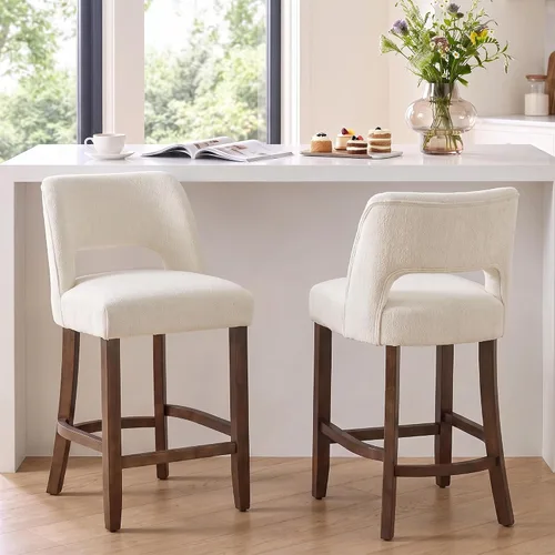 Vista 55 de VKNOW Juego de 2 Taburetes de Bar, Taburetes de Bar Tapizados de Altura de Mostrador, Taburetes Modernos de Mostrador con Patas de Madera para Isla