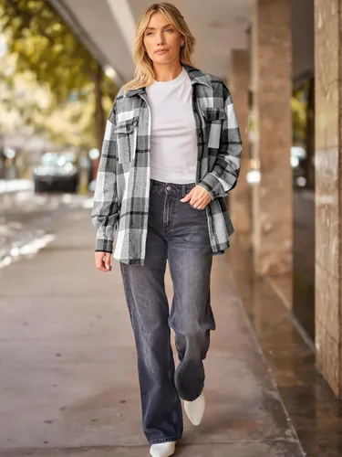 Vista 5 de AUTOMET Trajes de otoño para mujer, estilo casual, a cuadros, con botones, camisas de manga larga 2024