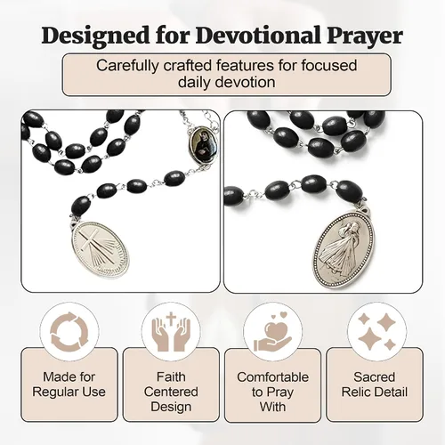 Vista 3 de SANCTUM VERITAS Saint Faustina Kowalska True Relic Chaplet Apostle Divine of Mercy Miraculous Medal Jesus I Trust in You Chaplet Three O' Clock