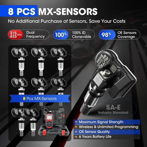 Vista 3 de Autel Kit de herramienta de programación TPMS TS508WF, herramienta de reinicio TPMS con 8 sensores universales MX, versión WiFi de TS408 TS508 TS501