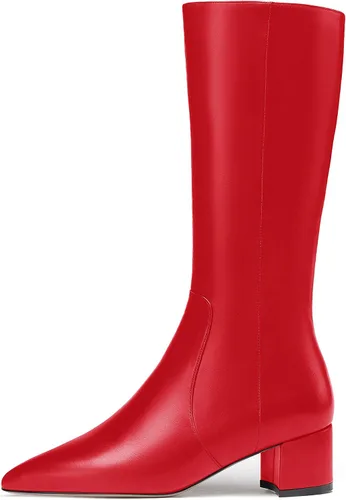 Vista 2 de WAYDERNS Botas altas hasta la rodilla de tacón bajo con cremallera mate para mujer, 2 pulgadas