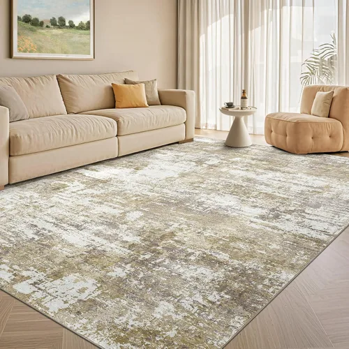 Vista 48 de Tortania Alfombra redonda lavable de 5 pies para sala de estar: Alfombra moderna abstracta neutra grande suave y delgada – Alfombra antideslizante