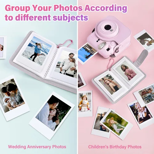 Vista 4 de Mini álbum de fotos de 32 bolsillos compatible con Fujifilm Instax Mini Film - Instax Mini 12 99 70 7s 8 8+ 9 11 25 50s 90 99, mini álbum de fotos
