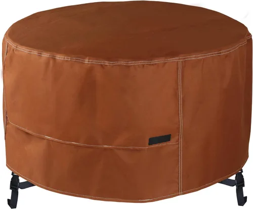 Vista 26 de NettyPro Cubierta para Fogata Redonda Impermeable para Exteriores Cubierta para Fogata para Mesa de Fogata de Gas Propano, 28 x 18 pulgadas, Negro