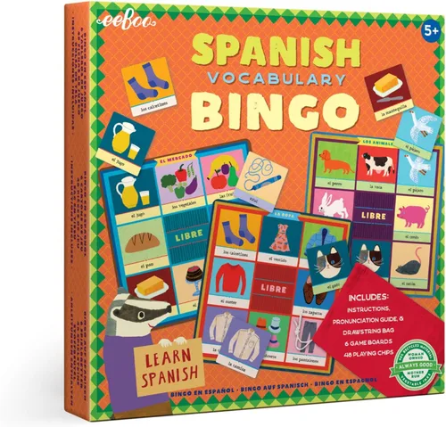 Vista 6 de eeBoo Juego de bingo en 4 idiomas/Español, Francés, Alemán, Chino Mandarín/Edades 3+