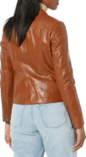 Vista 2 de Kenneth Cole Women's Classic Short Moto Faux Leather Jacket