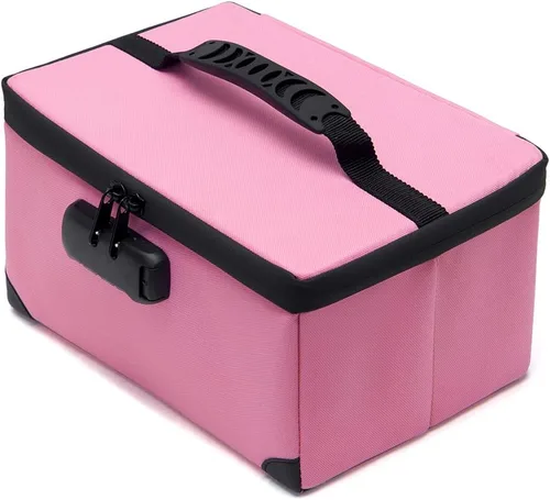 Vista 8 de KaAutoler Bolsa de cosméticos portátil con cerradura, organizador de maquillaje de viaje de gran capacidad, bolsas de maquillaje impermeables